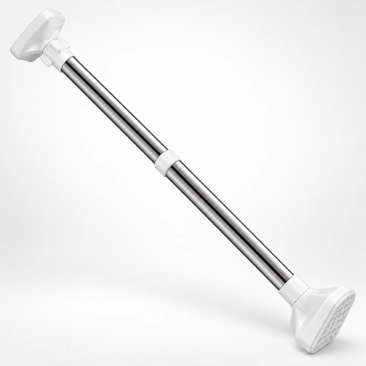 Adjustable No-Drill Spring Tension Rod Silver-140-260cm 2